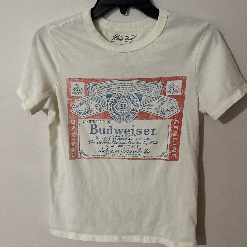 Budweiser King Of Beers Retro Style T-Shirt Size XS Officially Licensed White